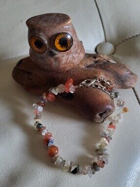 Carnelian Blended Gemstone Chip Anklet